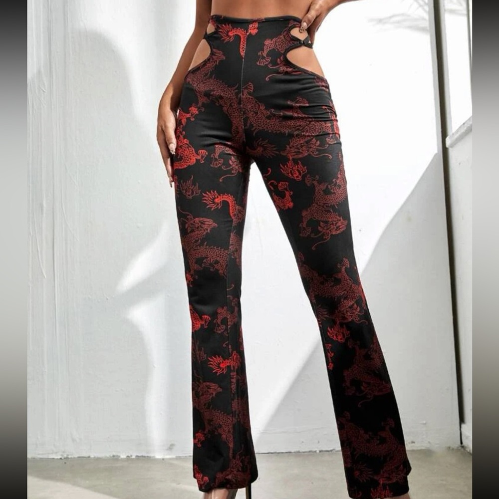 NWOT Shein Dragon Cut-out Pants. Sz Medium